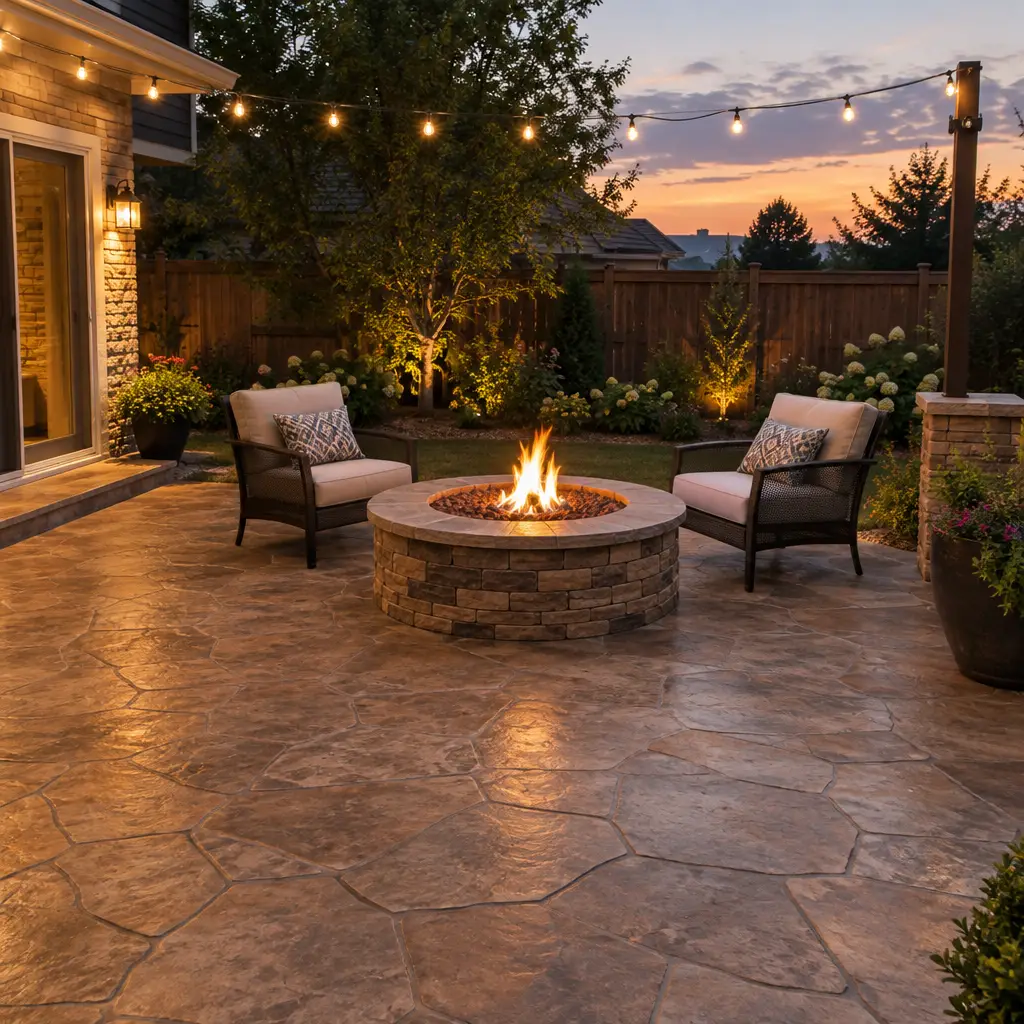 Stamped concrete patio